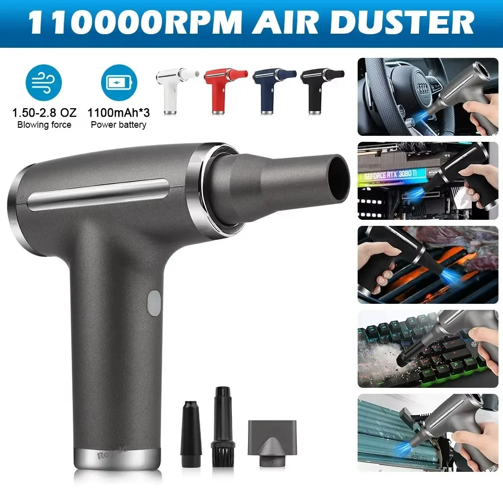 Mini Multifunctional Electric Air Duster Hair Dryer Poweful Cleaning Machine for Keyboard Car Vacuum Portable Wireless Handheld