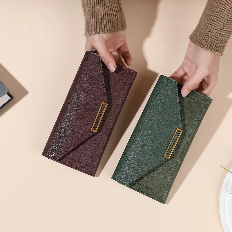 

Retro Long Women's Wallet Korean Version Multifunctional Buckle Advanced Large Capacity Zipper Handbag Wallet Pochette