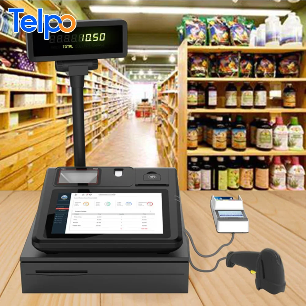 10 Inch Popular WIFI 4G NFC Android Tablet POS With Thermal Printer Fingerprint Scanner And Barcode Reader TPS520