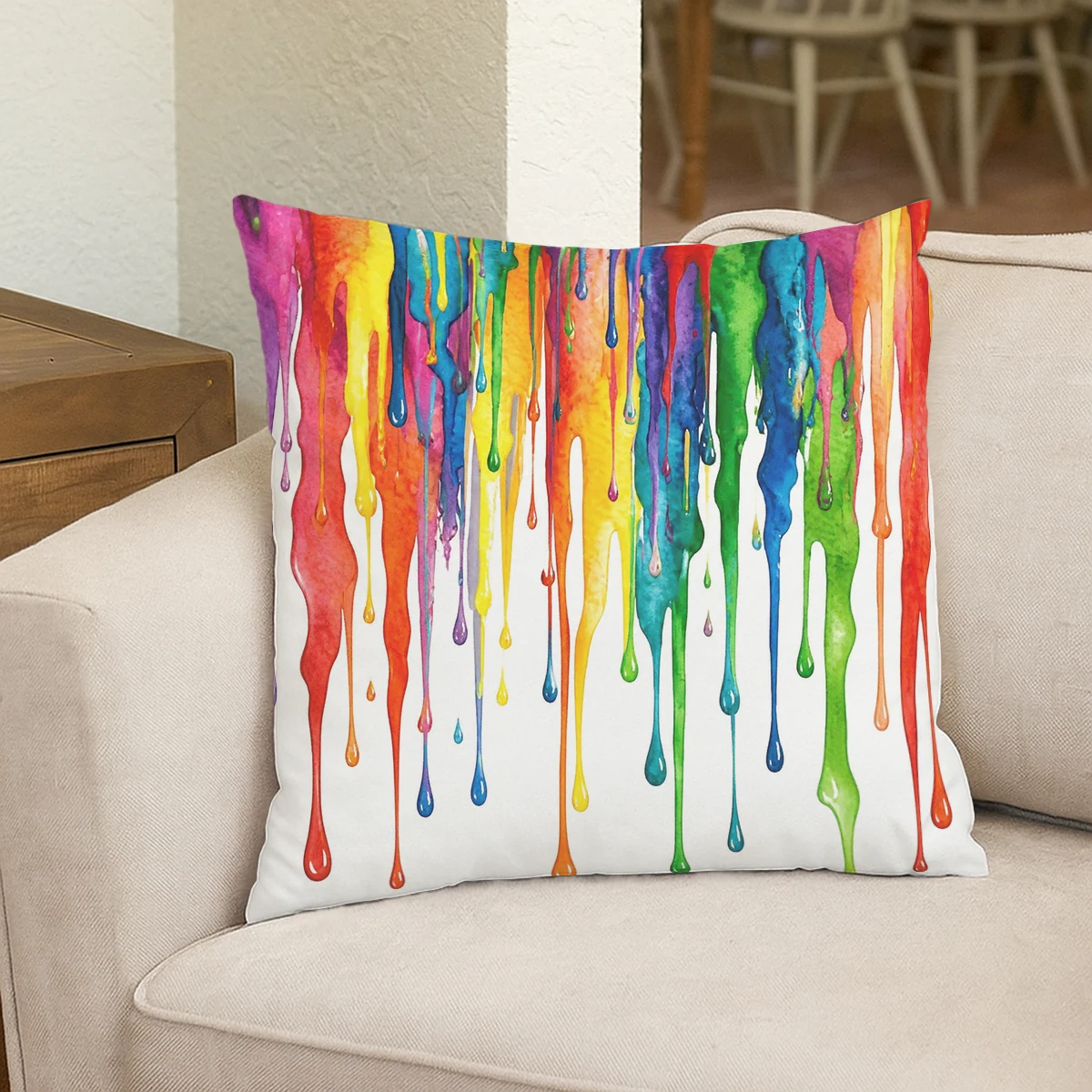 Vibrant Gradient Circle Pattern Polyester Pillow Cover - Stylish 2D Printed Cushion Case for Home Sofa Decor, No Insert Included