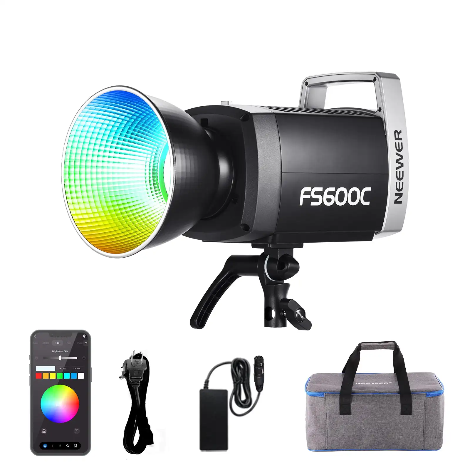 NEEWER FS600C 600W COB LED Video Light Full RGB Light with  Wireless Control Bowens Mount Photography Light