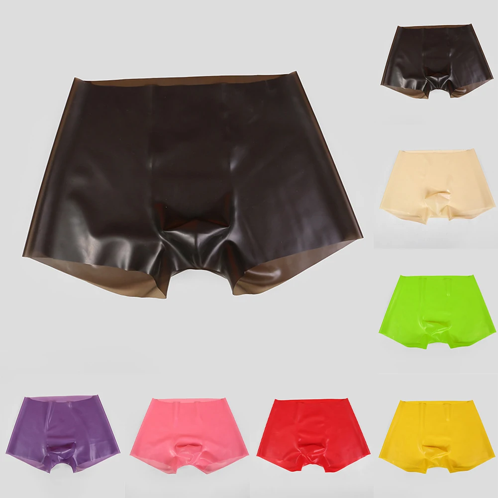 Mens Stretch Latex Rubber Boxer Briefs Underpants See Through Low Waist Seamless Design Erotic Style Safety Underwear