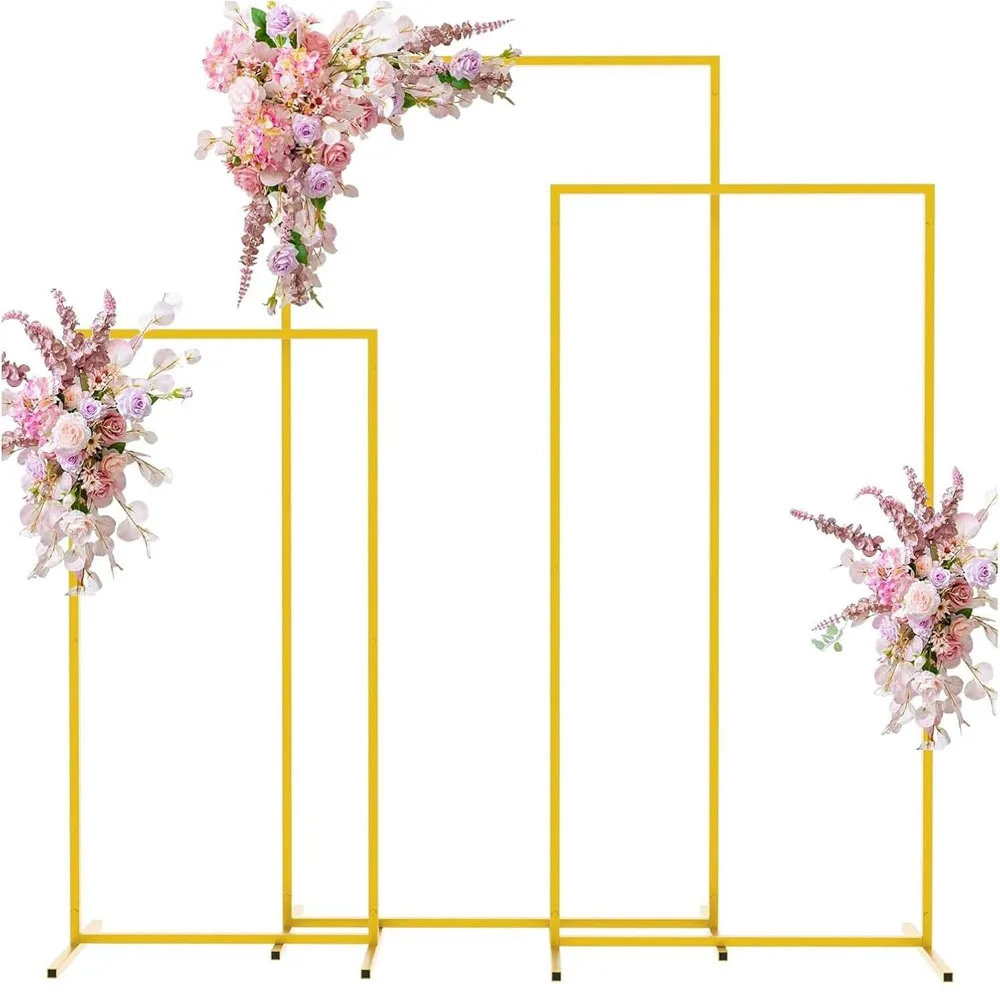 Wedding Metal Arch Backdrop Stand Square Rectangular Frame for Ceremony Party Birthday Bridal Baby Shower Anniversary Decoration