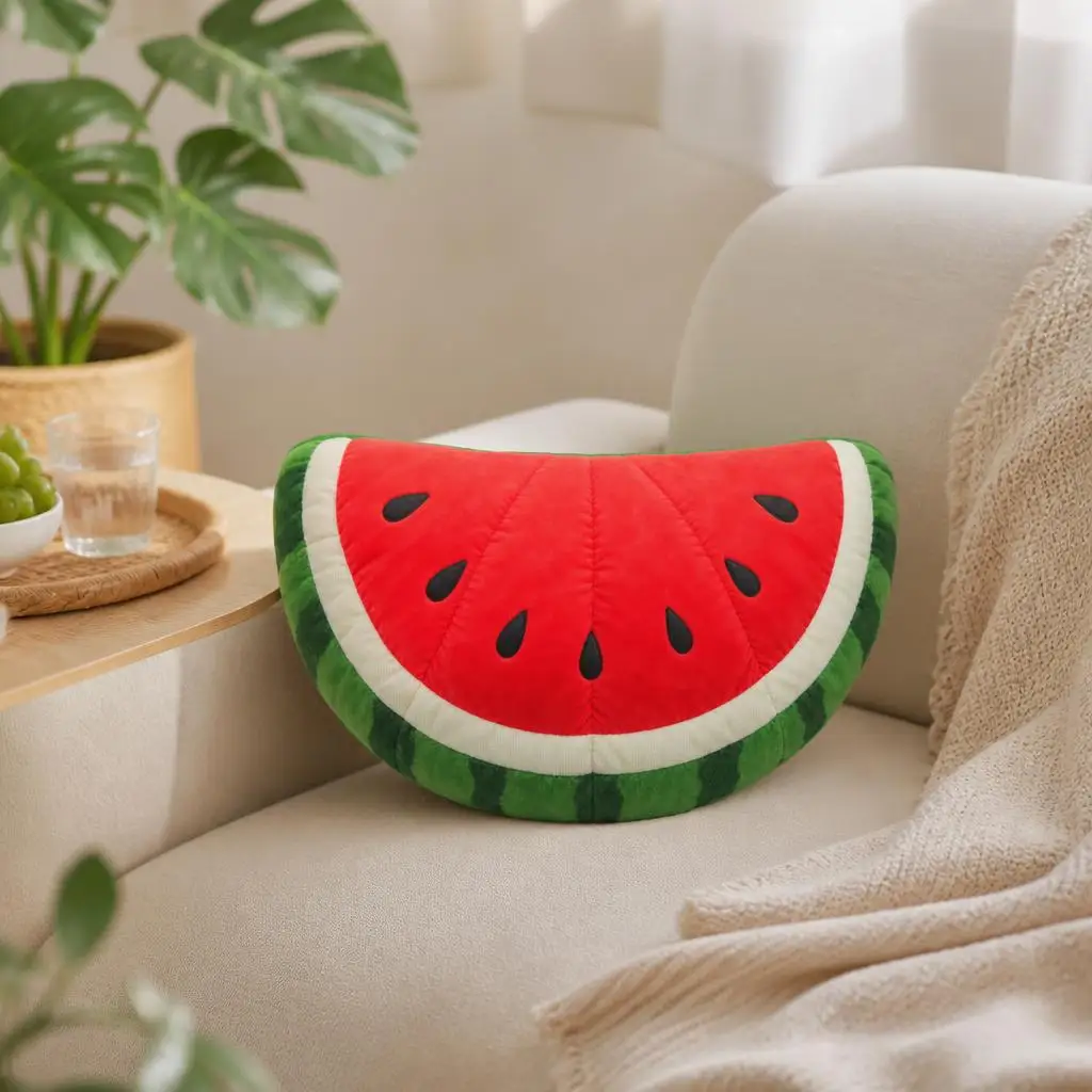 Watermelon Slice Shaped Pillow Stuffed Fruit Cushion Decorative Throw Pillow for Sofa Summer Home Decor Living Room Gift