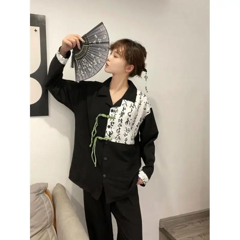 Women's Pajama Set Fashion Homewear Chinese Style Pajamas Cotton For Women Home Fashionable Long Sleeve Lapel Pants Sweet
