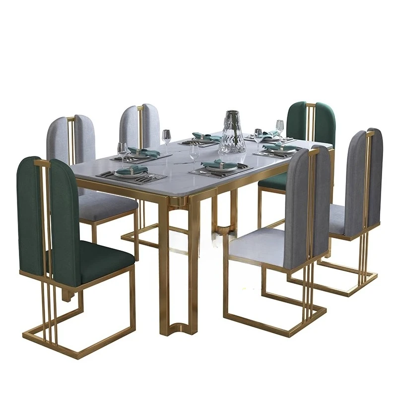 Dining table and chair combination rectangular simple postmodern high-end household rock slab table