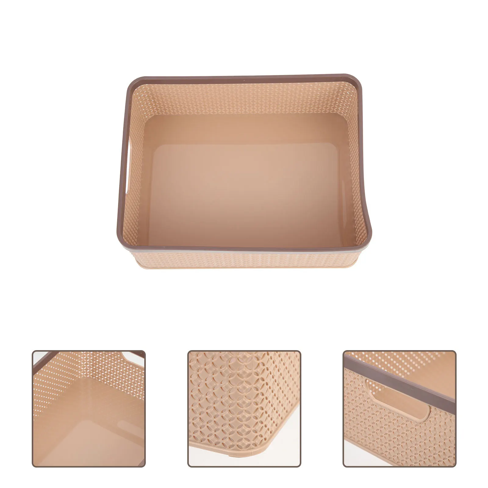 

Storage Basket Desktop Hollow Handle No Lid Large Space Plastic Storage Organizer Household Sundries Container