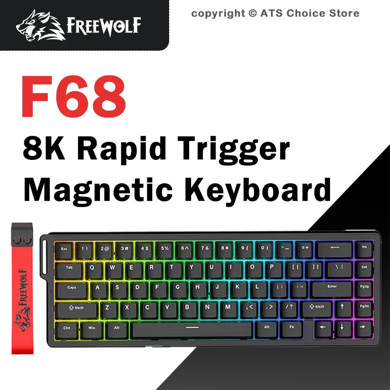 

FREEWOLF F68 F68Pro Magnetic Switch Gaming Keyboard, Bluetooth Wireless, Rapid Trigger, RGB, 8K Wired, 1K Wireless, Hot-Swap