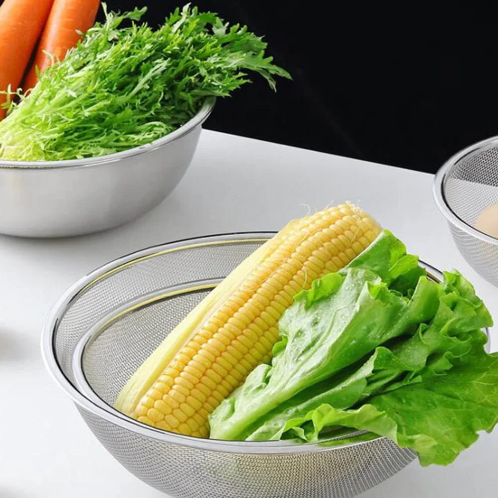 

Stainless Steel Drain Basket Bowl Set Kitchen Colander For Rice Washing Salad Strainer Filter Tool Kit