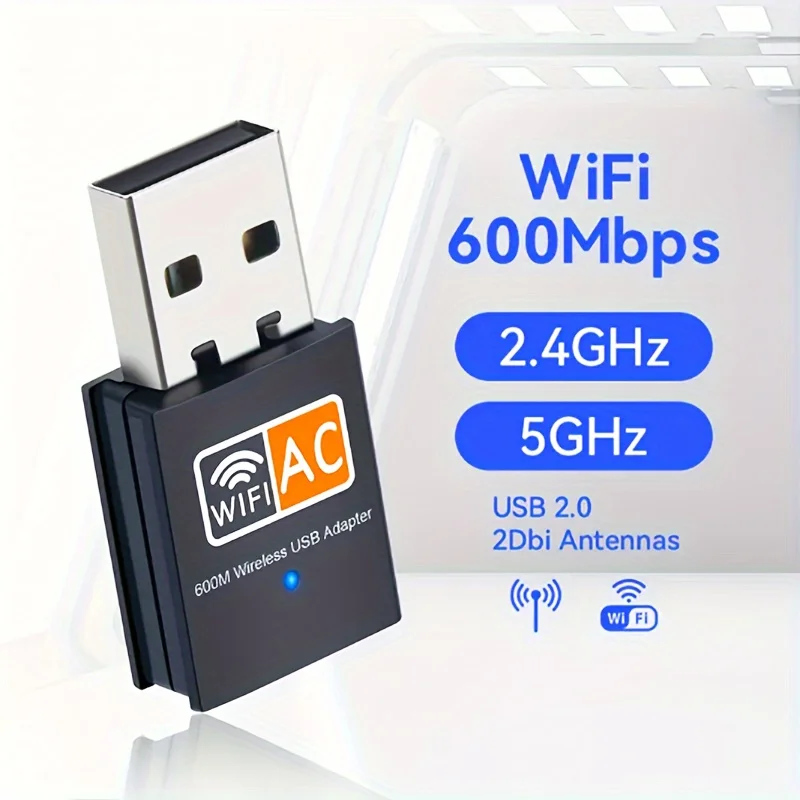 

USB 600Mbps WiFi adapter, wireless LAN NIC adapter, desktop laptop WiFi dongle, suitable for Windows/8/8.1/10/11