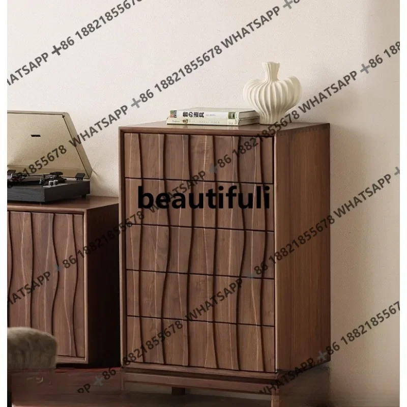 X  Black walnut chest of drawers living room sofa storage cabinet large capacity