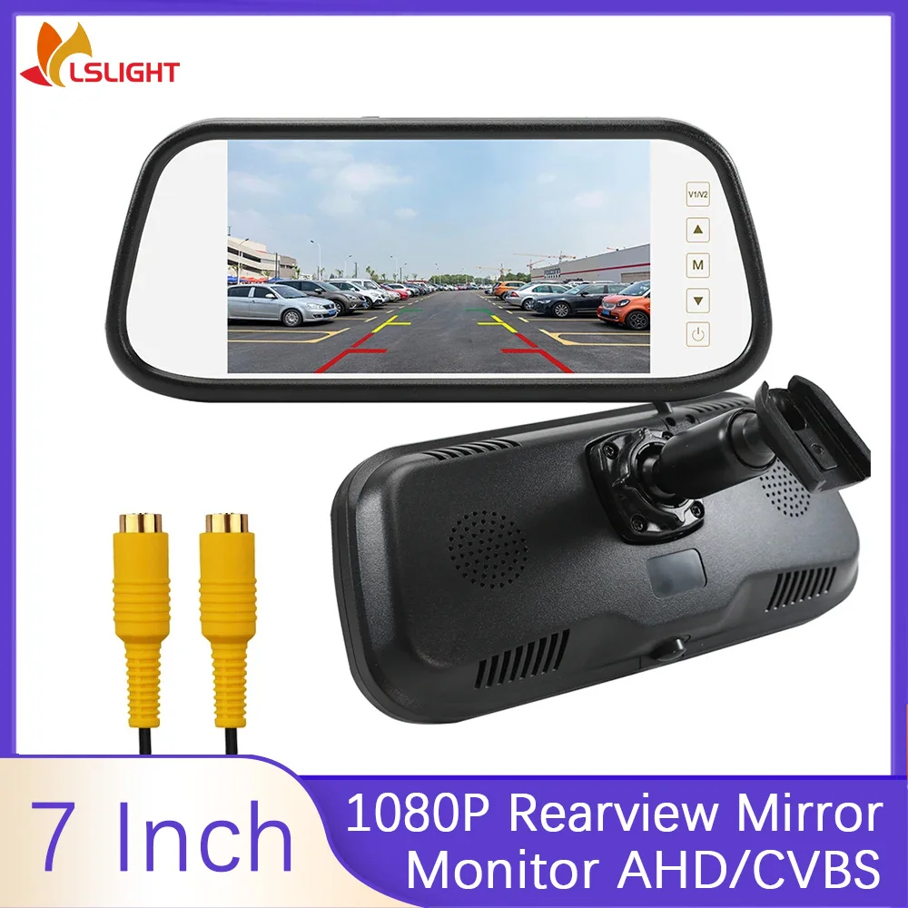 7 Inch Car Rearview Mirror Monitor With 4PIN RCA Interface Support AHD CVBS Signal 5 Types Of Reference Line In Display 1026*600