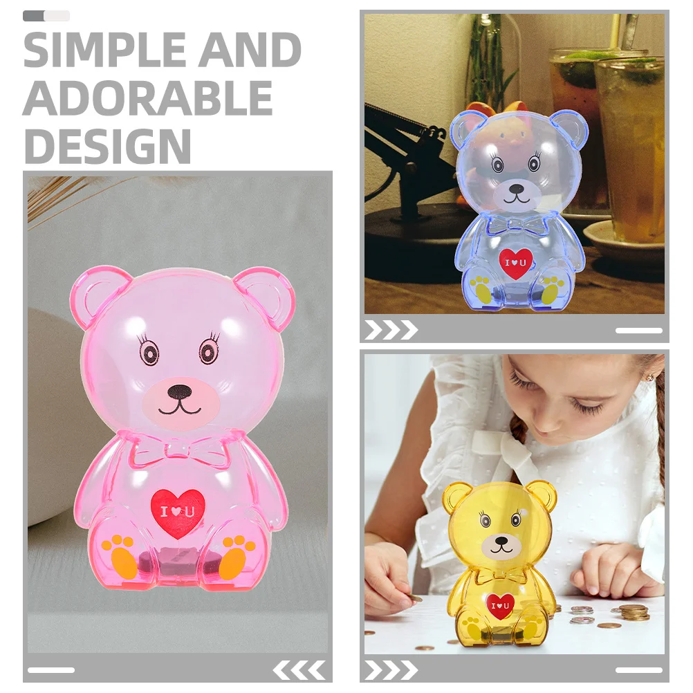 

4Pcs Bear Piggy Bank Lovely Cute Desktop Coin Bank Unbreakable Money Box for Kids Saving Cash Unbreakable Money Box