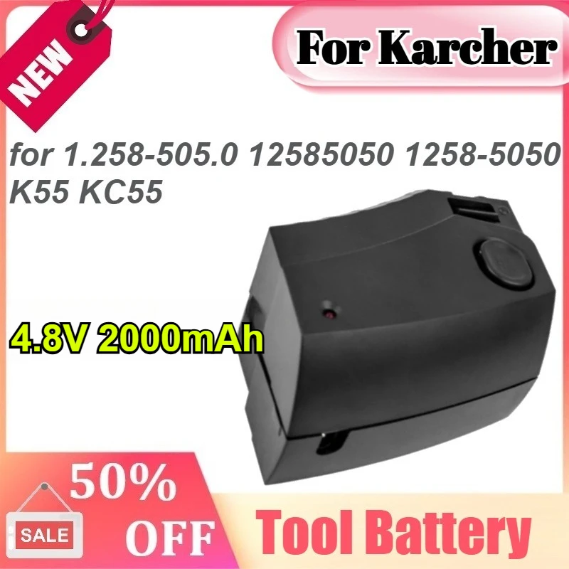 

For Karcher 4.8V 2000mAh for 1.258-505.0 12585050 1258-5050 K55 KC55 Cordless Electric Broom Vacuum Battery