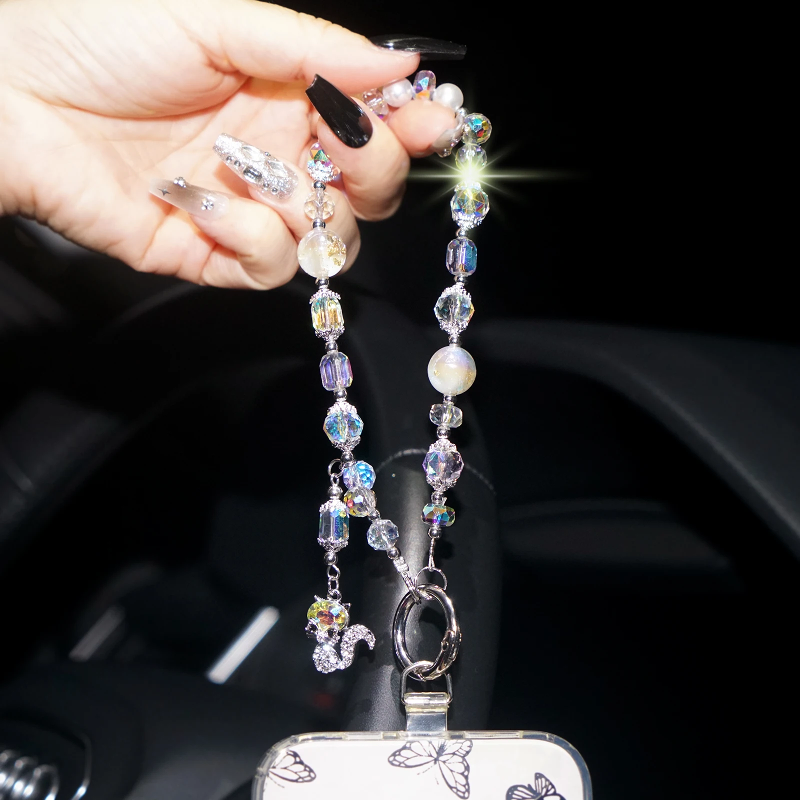 Crystal Fox Pendant Bracelet for iPhone Hanging Rope Keychain Car Pendant Bag Hanging Chain Accessories Charm Women