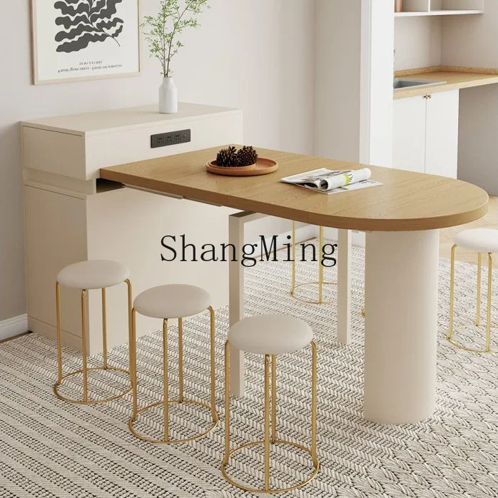 

CL Cream Wind Island Dining Table Integrated Household Retractable Dining Table Small Unit Dining Table and Chairs