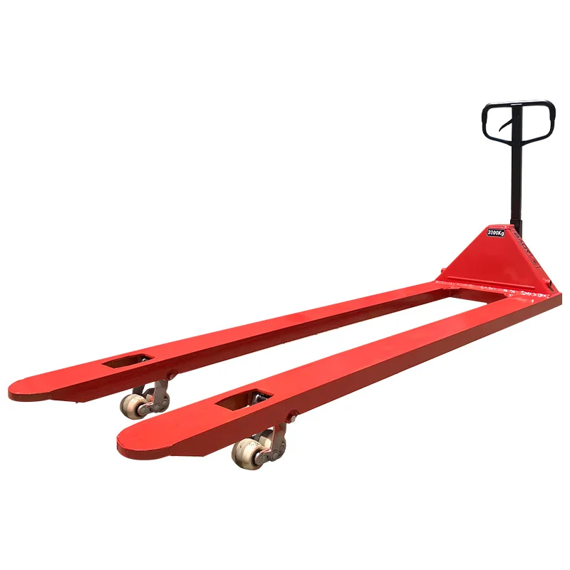 Latest Design Pallet Truck Forklift Cheap Manual Full Length Stiffener Support 2m/3Ton Extended-type Hand Pallet Truck