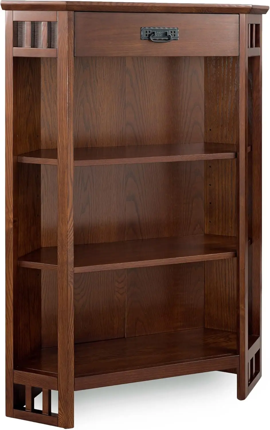 

Leick Home Mantel Height Corner Bookcase with Drawer Storage, Made with Solid Wood, for Entryway, Living Rooms