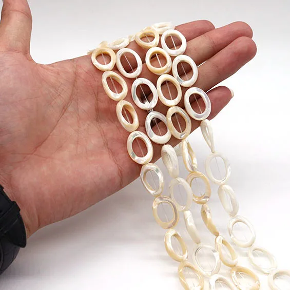 

15x20mm Oval Natural Sea Shell Straight Hole Loose Beads 1 Strand For Handmade Creative Necklaces Bracelets Jewelry Accessories
