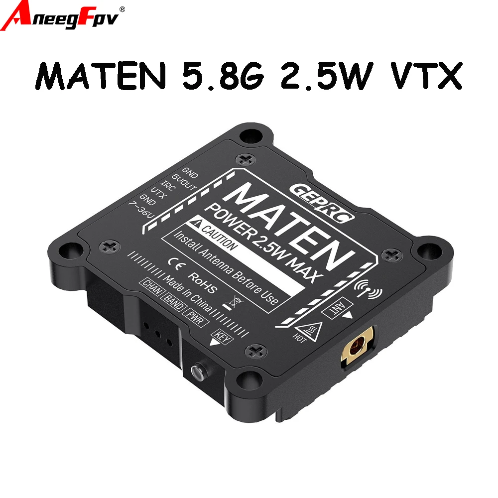 

GEPRC MATEN 5.8G 2.5W VTX 2500mW Модуль передатчика 7V-36V со встроенным микрофоном для FPV-дронов дальнего радиуса действия и гоночных квадрокоптеров