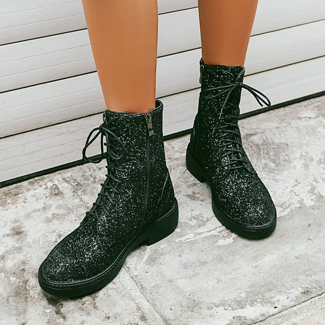 Bling flat boots best sale