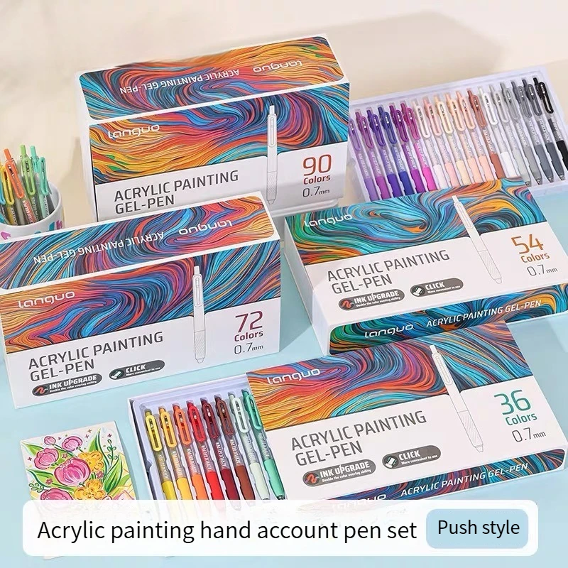 

1PC Press Button Acrylic Drawing Pen Full Set of 36/54/72/90 Color Painting Spot Color Multi Color Neutral Pen Skin Color