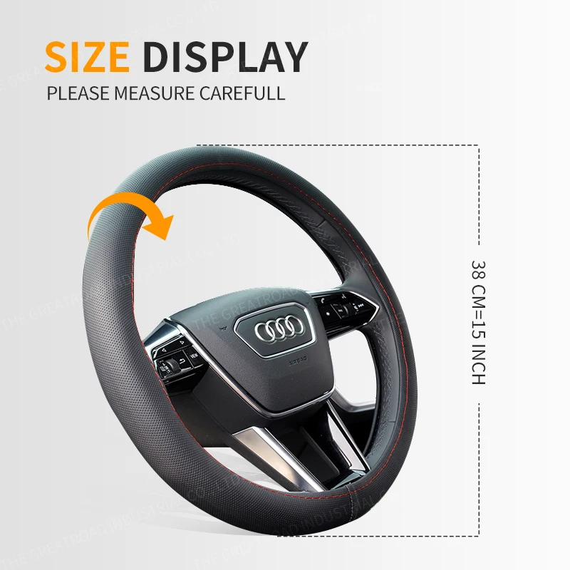 38cm Artificial PU leather Car Steering Wheel Cover Universal Volant Funda Non-slip Auto Parts Interior Accessories Fasion