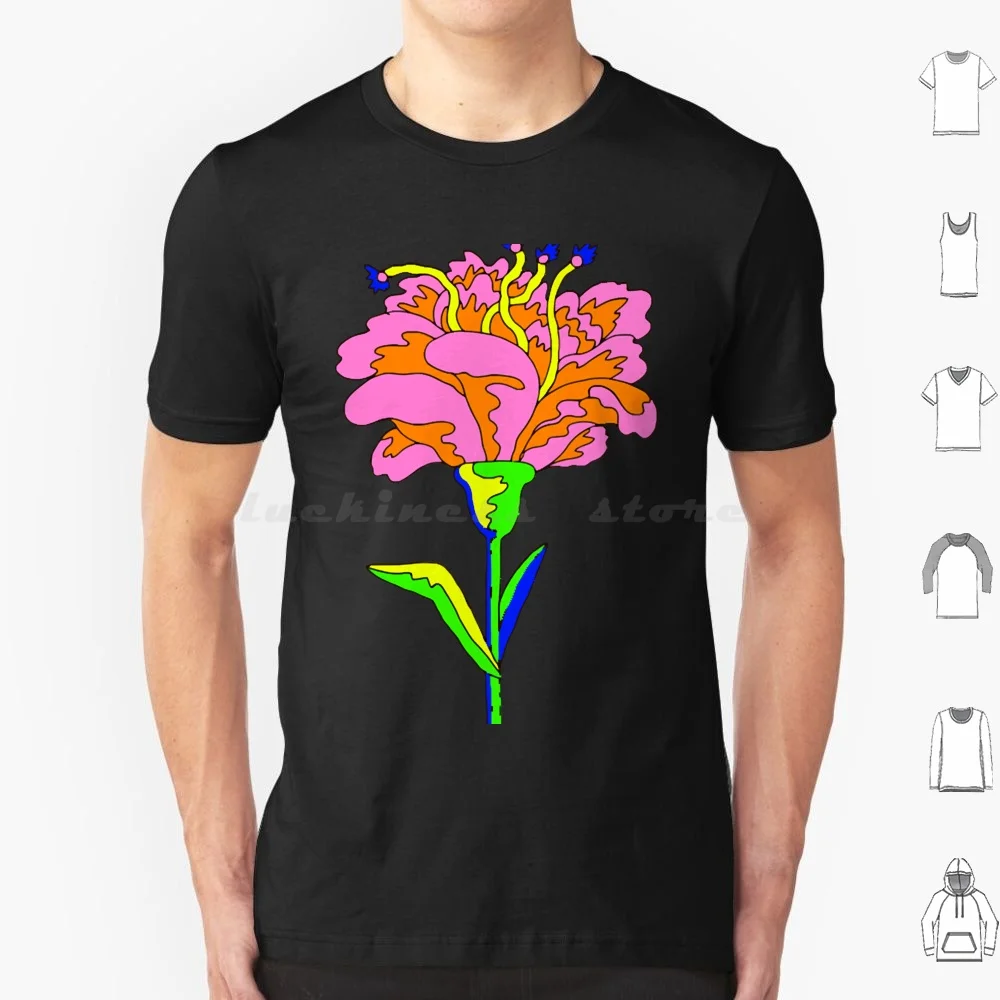 Funky Flower T Shirt 6xl Cotton Cool Tee Hippie 60s 70s Colorful Colourful Floral Flower Flower Children Groovy Nature Pink