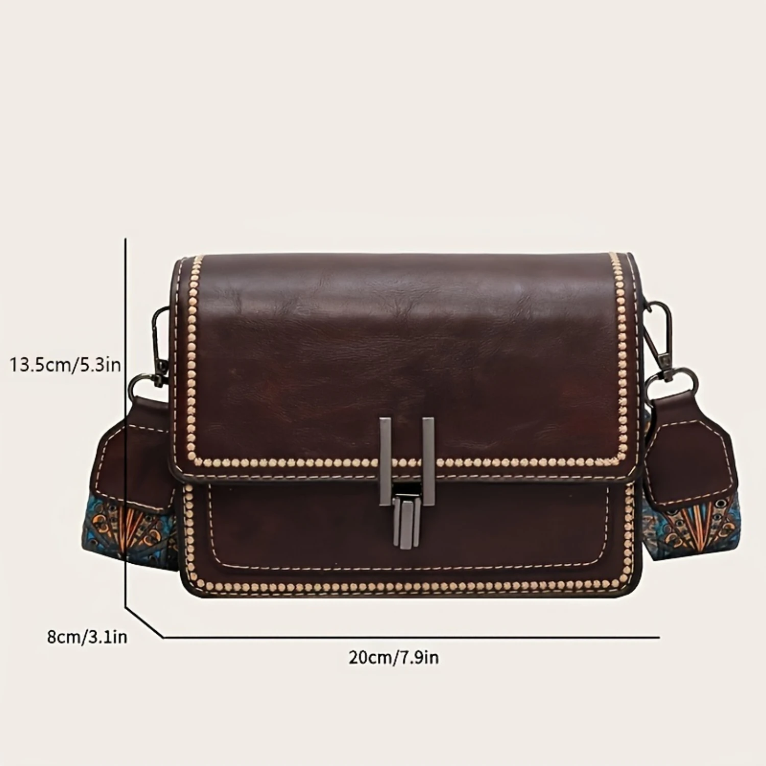 Retro Mini Square Shoulder Bag, Textured Flap Bag for Women