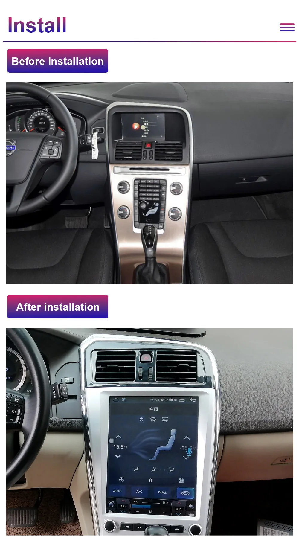 12.1 Inch Tesa- Android 12 For Volvo XC60 2009 2010 2011 2012 2013 2014 2015 2016 2017 GPS Multimedia Player Radio Head Unit