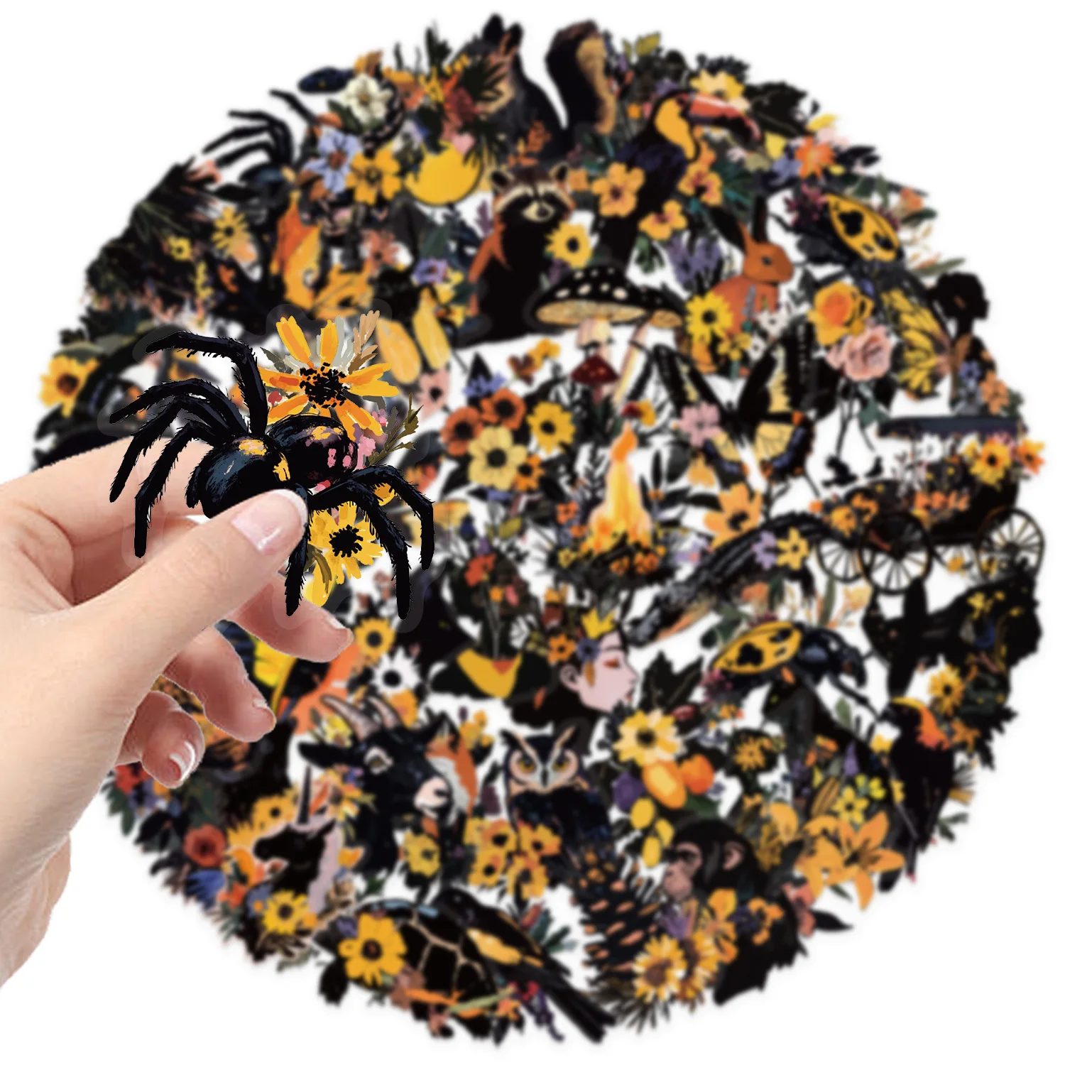 50pcs Transparent Colorful Nature Waterproof PET Stickers Decorative Wall Journal Guitar Notebook Diary