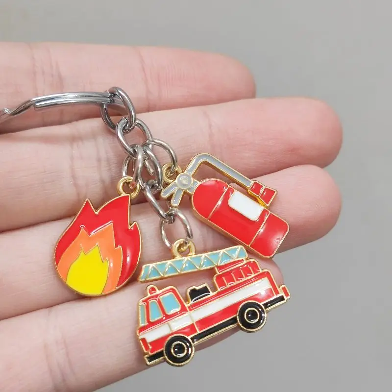 Firefighter  Engine Truck Keyring, Fire Keychain, Men Bag Backpack Pendant Best Gifts for Fireman