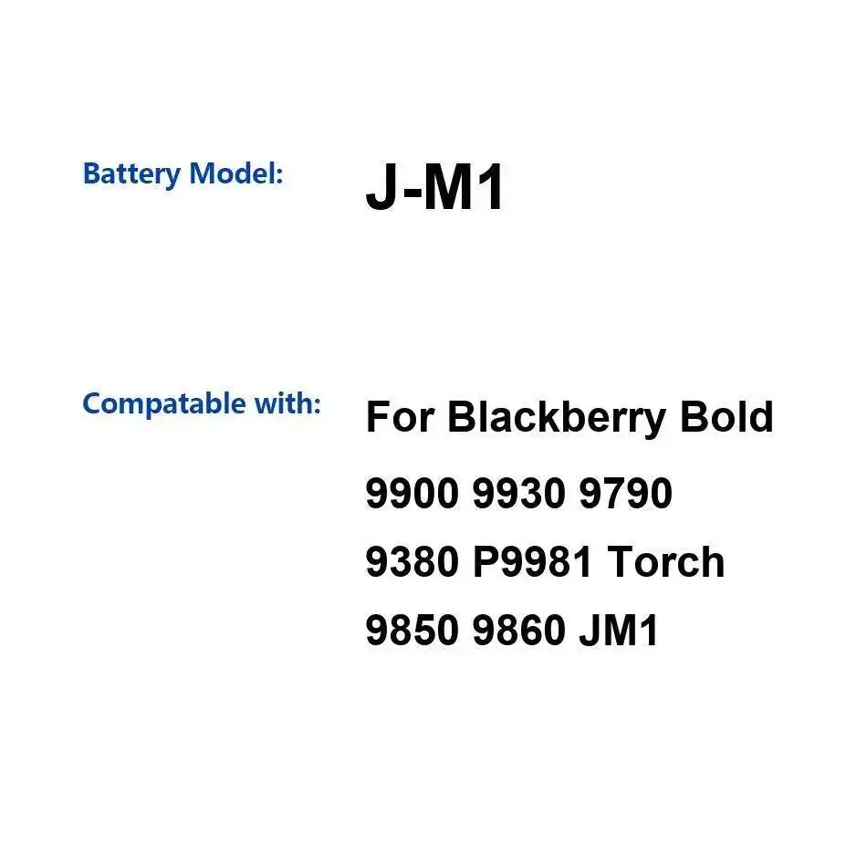 

For Blackberry Bold 9900 9930 9790 9380 P9981 Torch 9850 9860 JM1 1230Mah J-M1 Environmentally Friendly Mobile Phone Battery