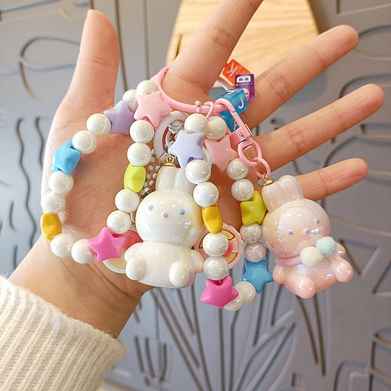 Kawaii Little Rabbit Beaded Phone Chain Cartoon Camera Chain Universal Mobile Phone Anti Loss Lanyard Backpack Decoration Gifts image 4