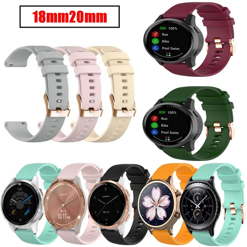 For 18mm 20mm Soft Silicone Sports Strap For Huawei Watch 2/GT 2/ For Garmin Vivoactive 3 Strap Amazfit GTR 42mm GTS 2e Bracelet