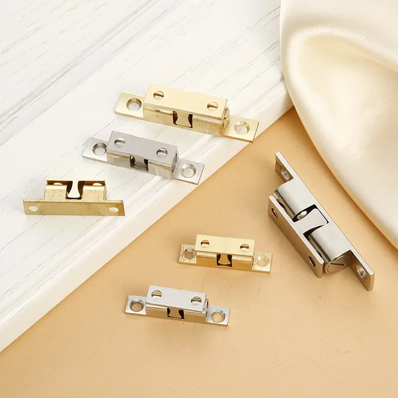 

40-70mm Double Ball Catch Brass Door Latch Cabinet Door Touch Bead Wardrobe Door Switch Buckle Type Cabinet Suction