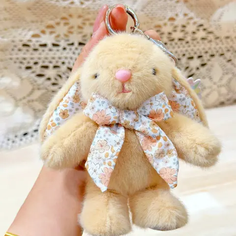 Ny söt rosett kanin plyschleksak nyckelring flicka ryggsäck tecknad djur docka hänge bil hängande dekoration jul födelsedagspresent 12 best sales Fran Bow plysch - №4