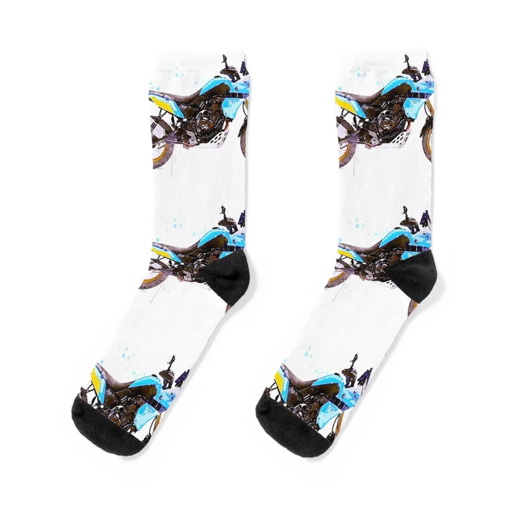 

Adventure Enduro Motorcycle T700 - original watercolor by Vart. Socks shoes funny gifts funny sock Luxury Woman Socks Men's