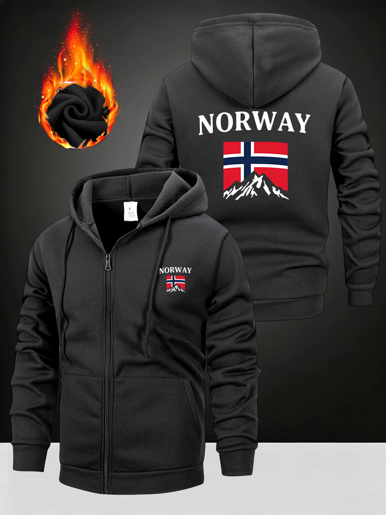 النرويج المطبوعة الخريف الرجال بلوزات طويلة الأكمام سترة موضة الرياضة سستة إغلاق سترة هوديس سليم صالح الذكور الملابس