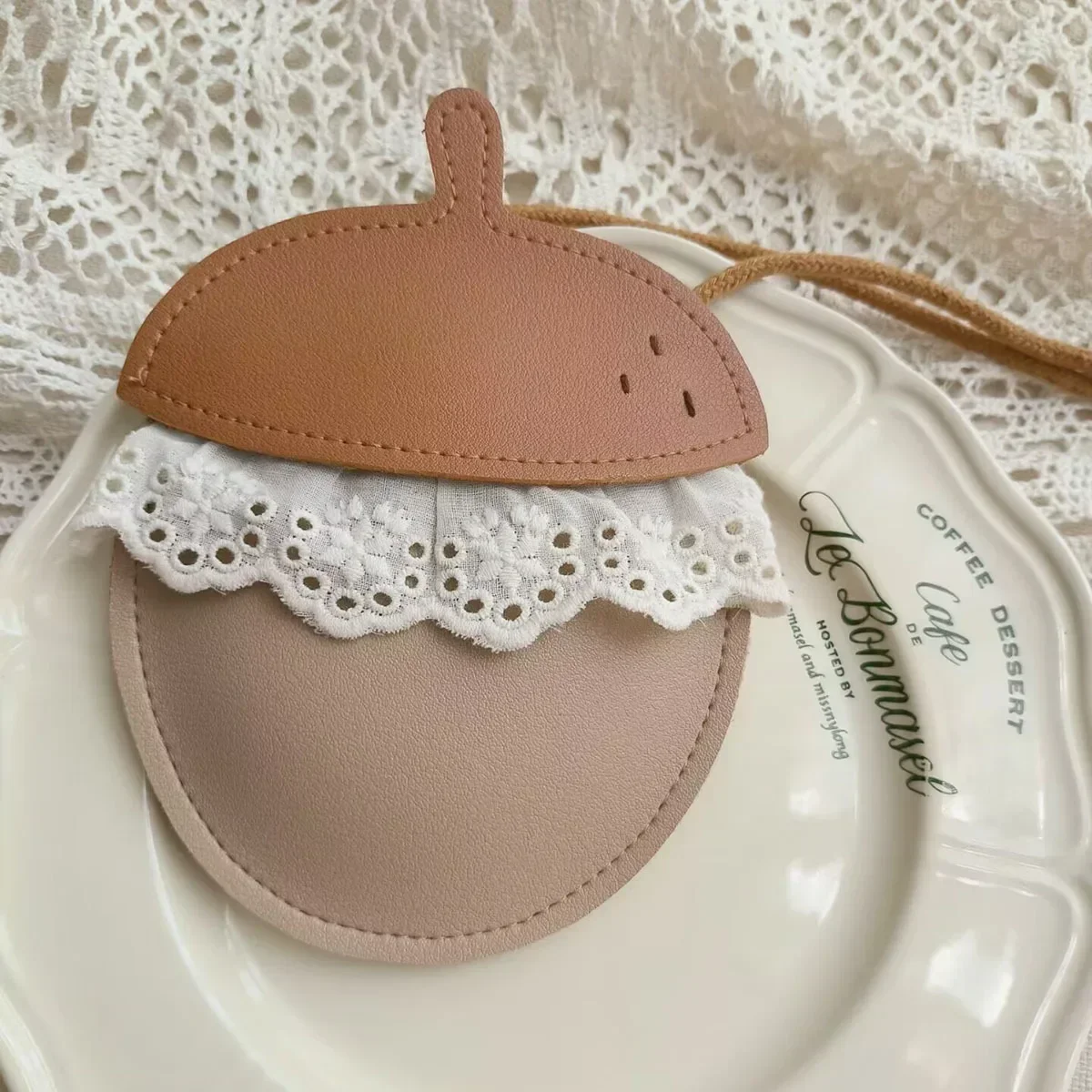 New Cartoon Sweet Mini Kids Bags for Toddler Girls Cute Acorn Crossbody Bag PU with Lace  Creative Handmade Bags Children's Gift