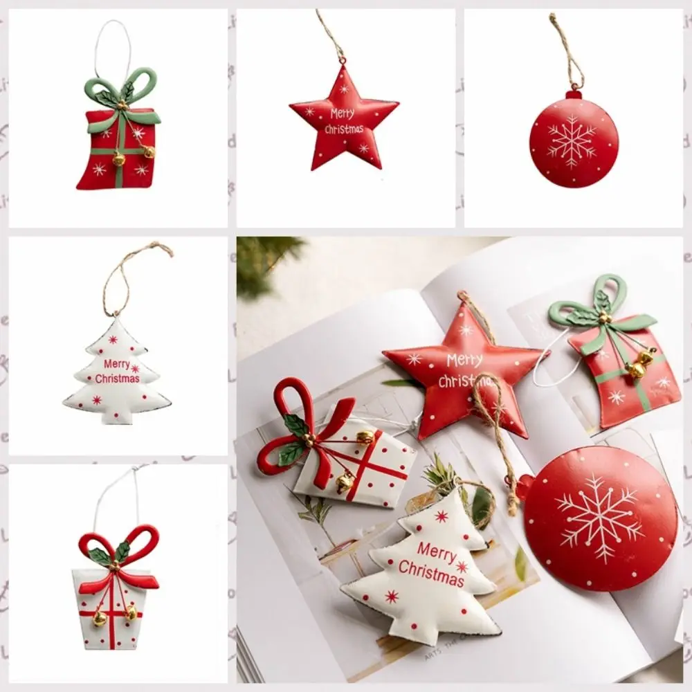 Nordic Style Christmas Five-pointed Star Pendant Five-pointed Star/Gift Pack/Snowflake Hanging Xmas Tree Hanging Pendant