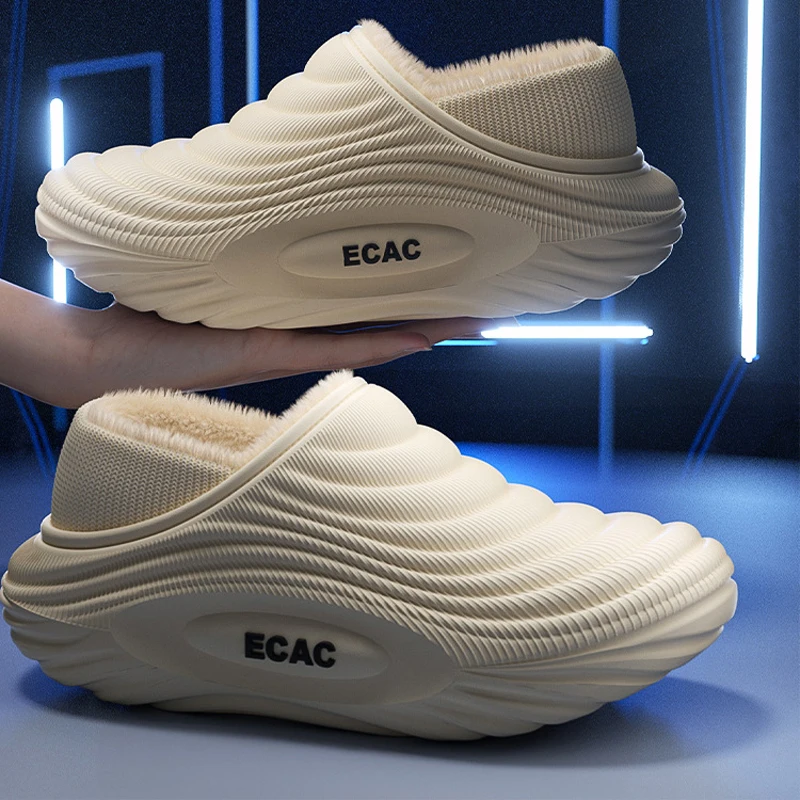 

Winter Warm Slipper Women Fluffy Fur Plush Indoor Lazy Thermal Furry Home House Fuzzy Shoe Flat Flip Flop Ladies Slide Men Male