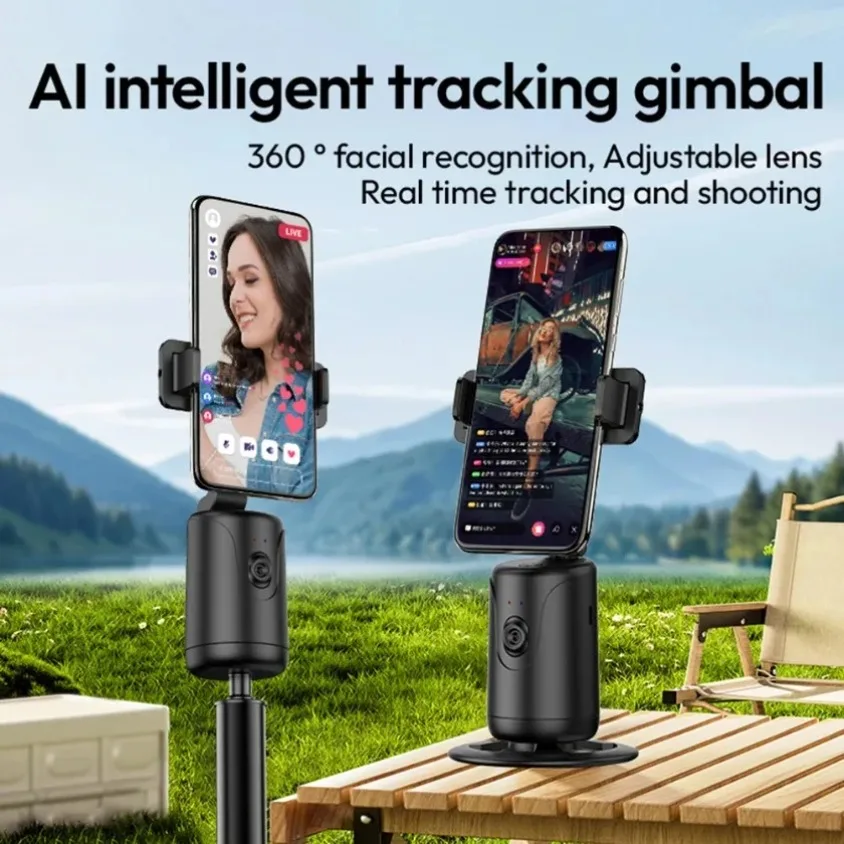 New YT10 YT20 Foldable 360° Auto-Tracking Phone Gimbal with Luminous Selfie Tripod and Anti-Shake Stabilizer for Vlogging