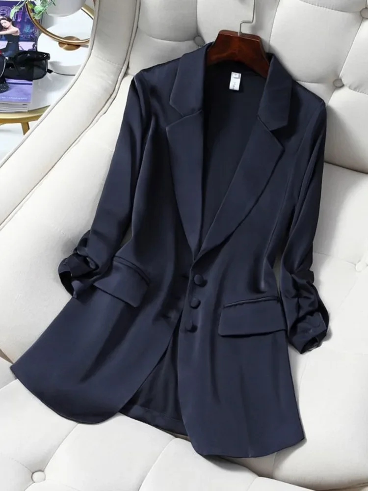 Fashion Women Casual Clothes Long Sleeve Lapel Solid Color Single Breasted Office Lady Temperament Chic Coat Tops New U336