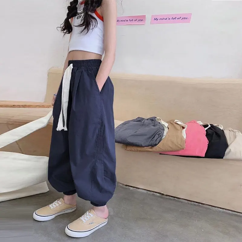 

Teenage Girls Casual Pant Spring Summer New Korean Style Children Loose Long Pants for Kids Trousers 110-170cm