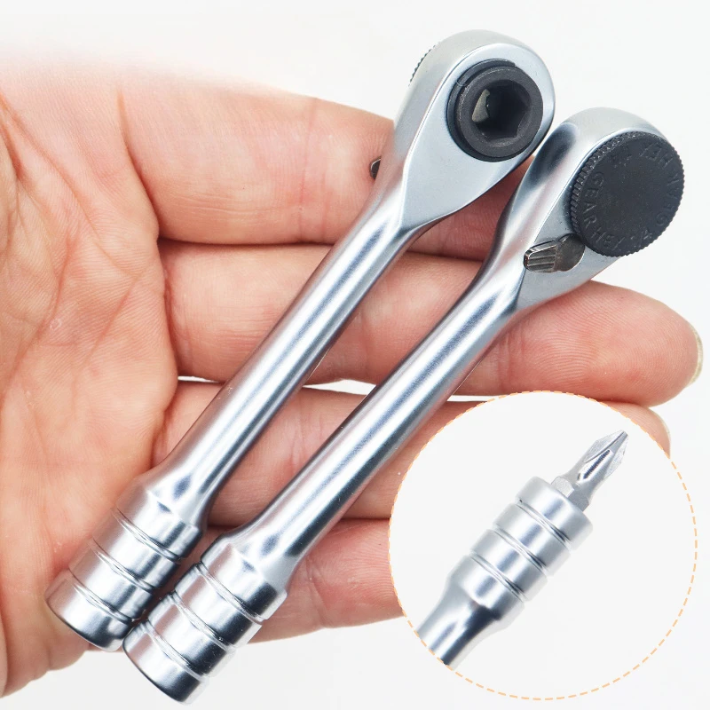 Chave de Catraca Mini de 1/4'' com 72 Dentes, Bidirecional, Reversível, Magnética e Anticorrosiva, Ferramenta Doméstica