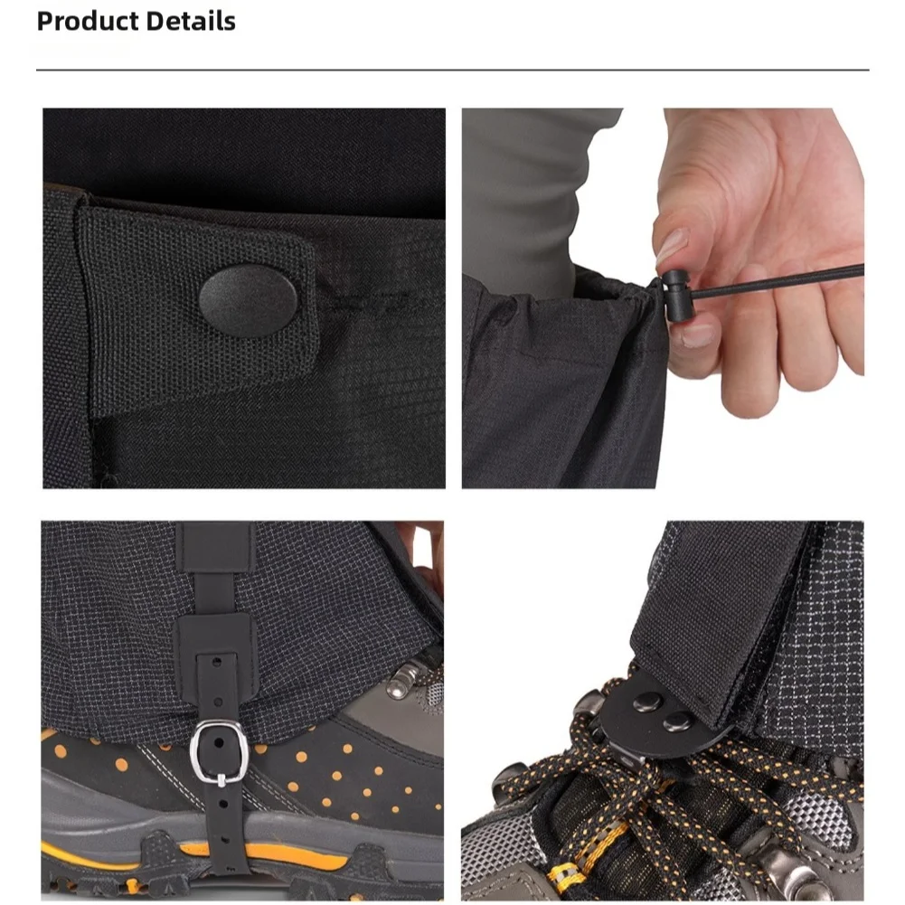 Hiking Waterproof Leg Gaiters Lightweight Shoe Gaiters for Men Women with 7cm Adjustable Sole Strap Outdoor Use