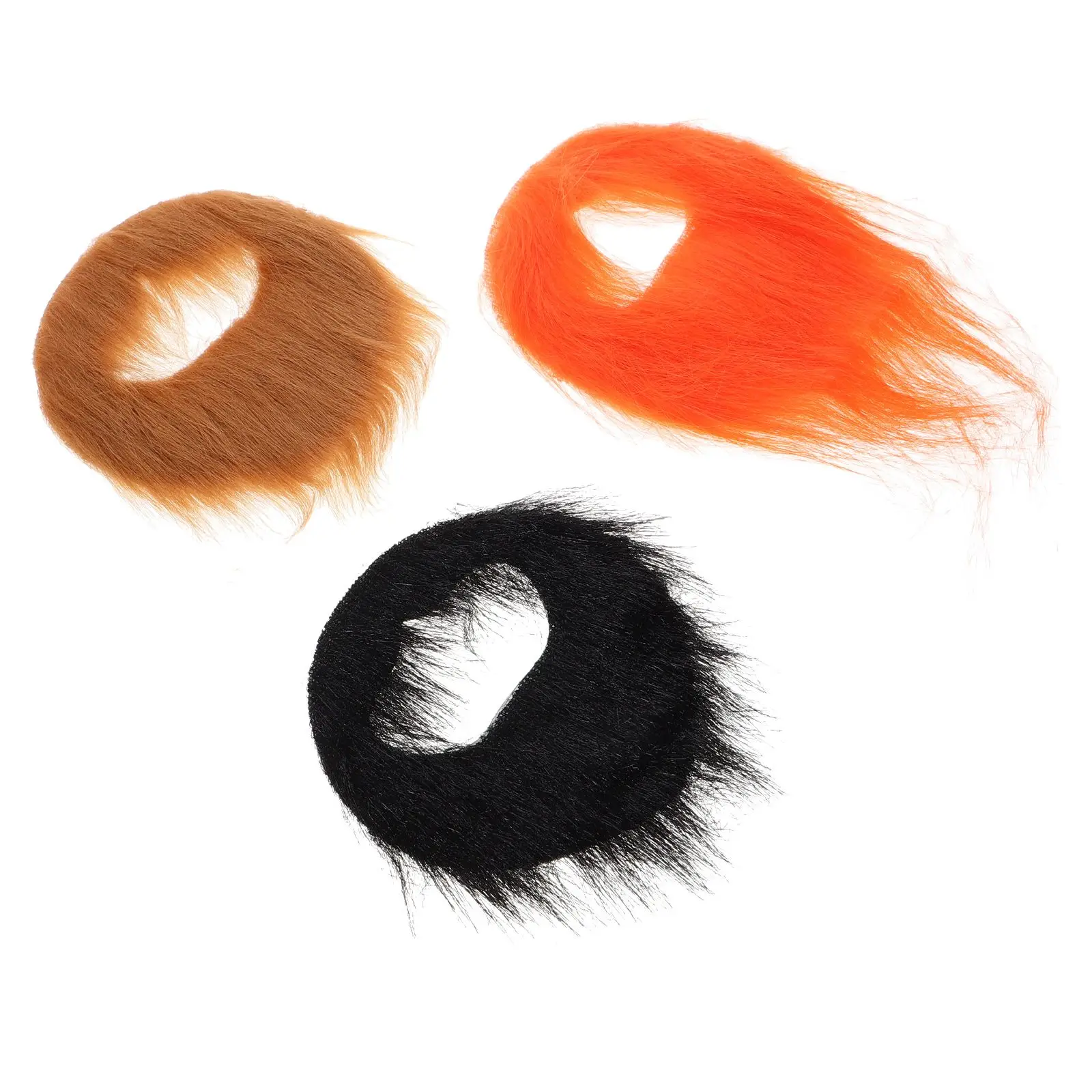 

3 Pcs Costume Facial Hair Fake Beard Human Hair Realistic Mustache Halloween Props Masquerade Party Prop Accessory