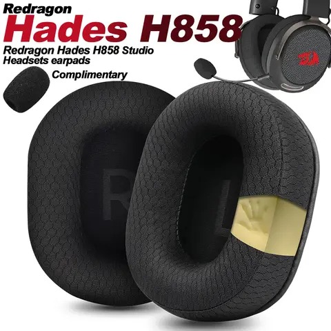 Almofadas de fone de ouvido para redragon hades h858, substituição de fones de ouvido, protetores de orelha, pano de malha, capas de memória, esponja de proteína