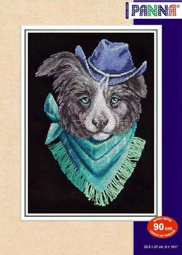 Unprinted Cotton Aida Hand Green Scarf Dog 30-37 Cross Stitch Kits,14, 16, 18, 22, 25, 28CT, DIY Fabric Craft